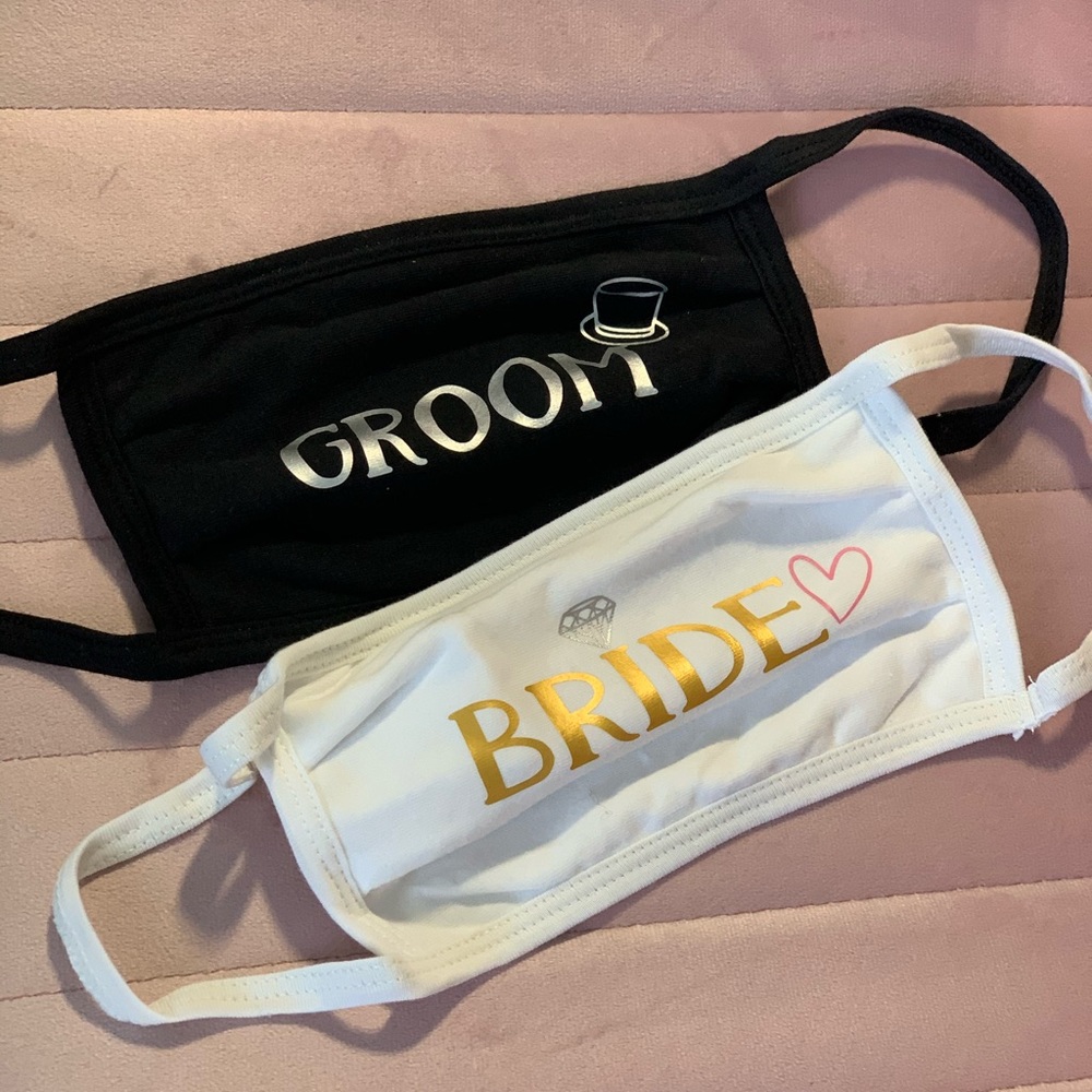 Bride and Groom wedding face mask